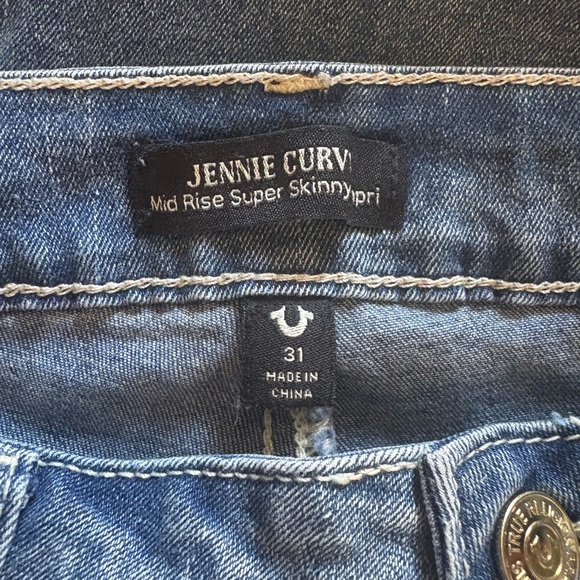 True Religion Blue Jeans with Tan Details - Picture 4 of 9